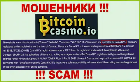 Контора Bitcoin Casino находится под управлением организации Дама Н.В.