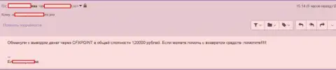 Еще одну жертву ЦФХ Поинт оставили без 120000 руб.
