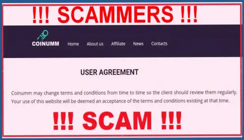 Coinumm Scammers can change their agreement at any time