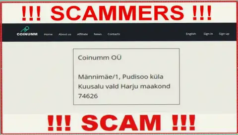 Coinumm scammers company address