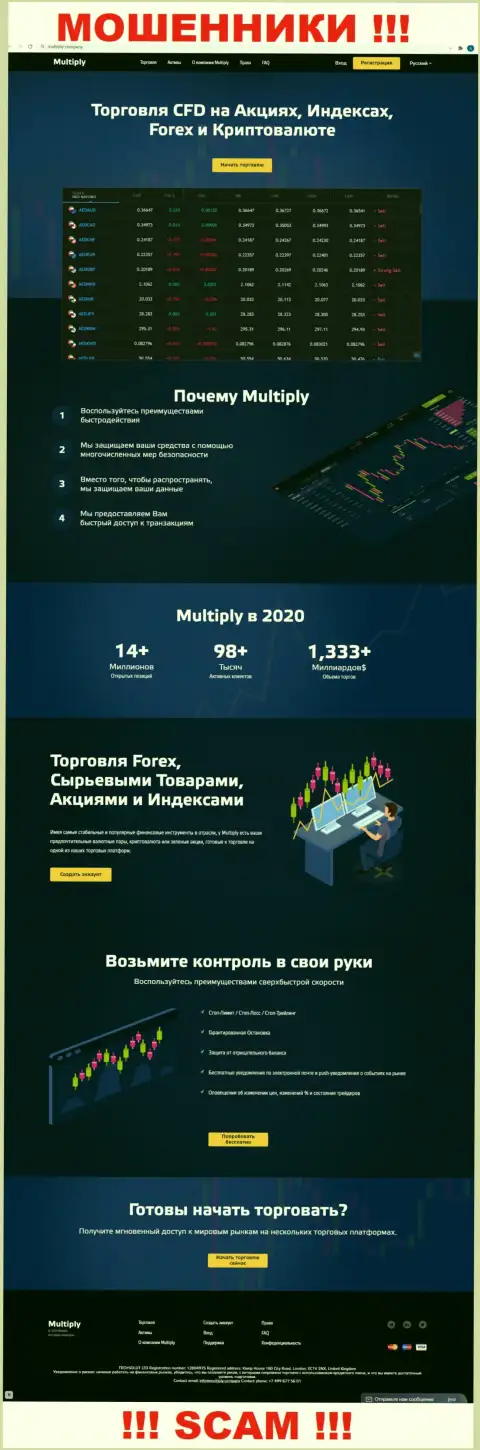 Информация о официальном сайте кидал МультиплиКомпани