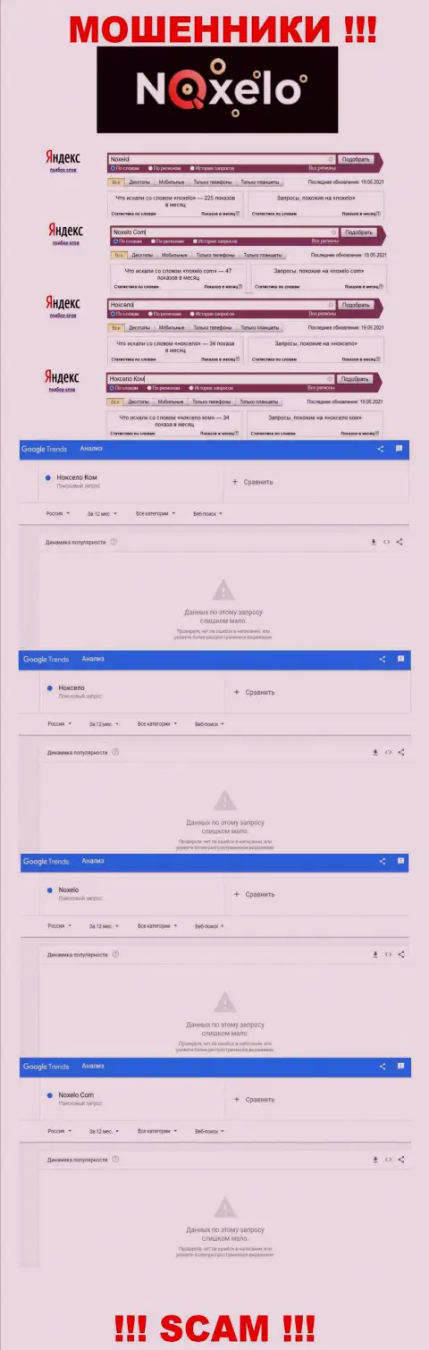 Статистика по онлайн запросам в сети инфы о мошенниках Ноксело