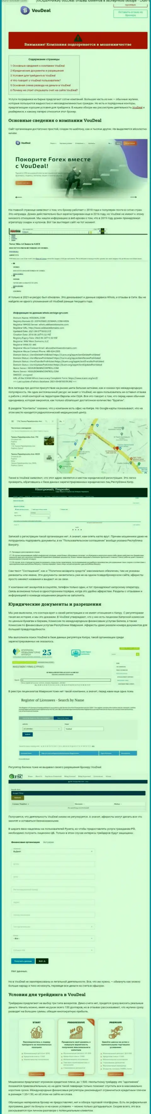 Статья с разбором VouDeal, достоверные факты грабежа