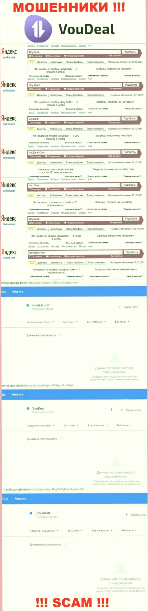 Именно такое количество online-запросов в инете по мошенникам VouDeal